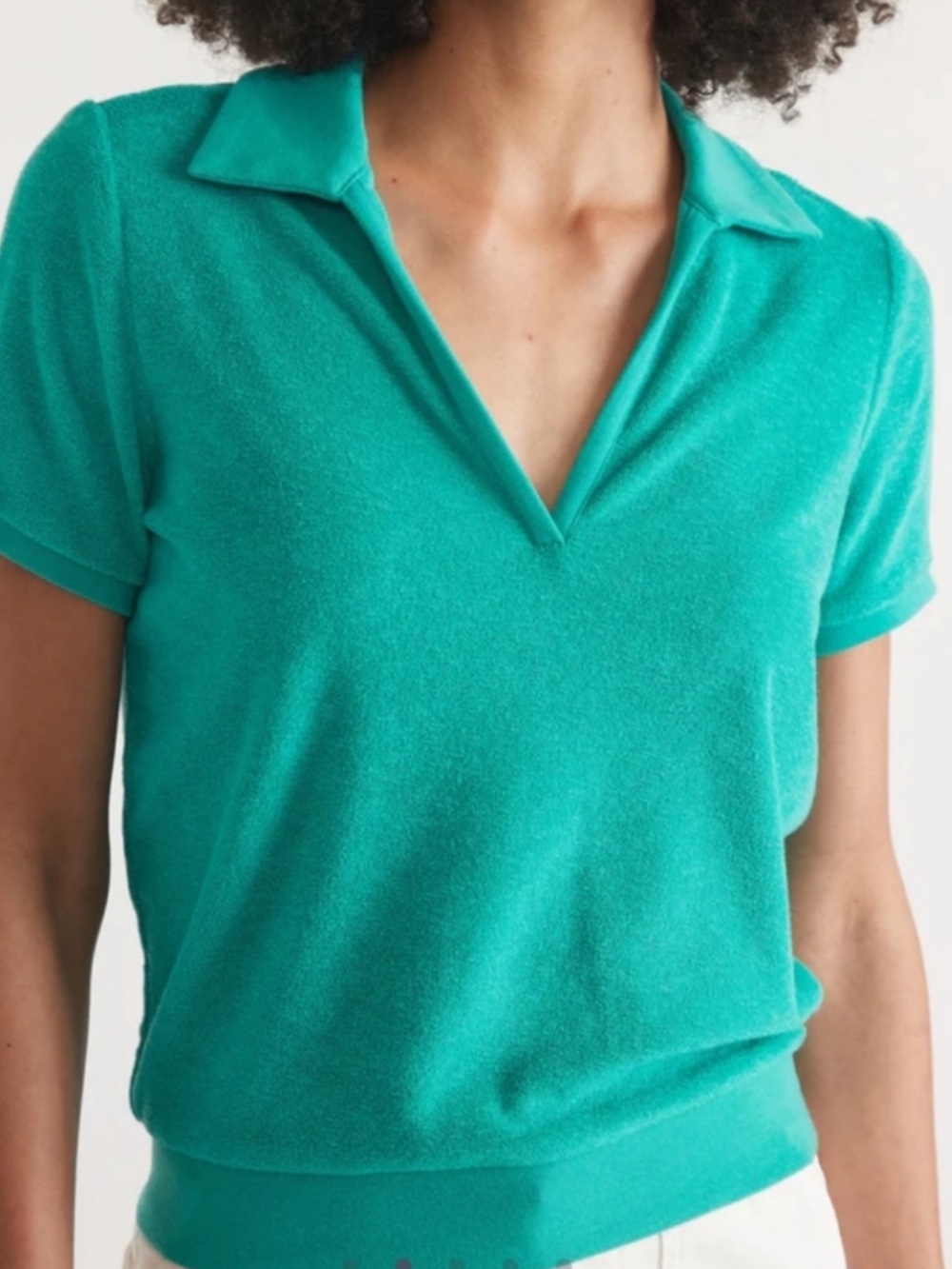 Marine Layer Vintage Terry Short-Sleeve Polo Top in Spruce Green